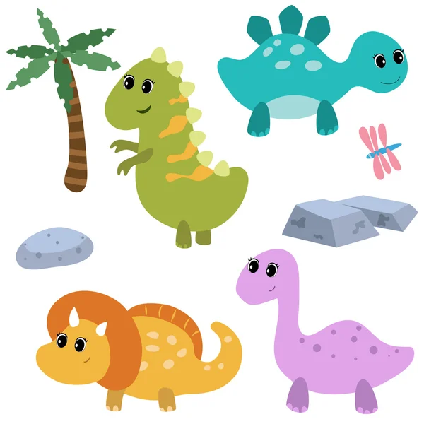 Set dinosaurios divertidos — Vector de stock