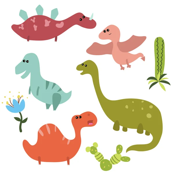 Set grappige dinosaurussen — Stockvector