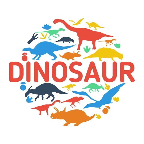 Dinosaurios símbolos en forma de círculo . — Vector de stock