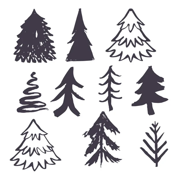 Christmas tree hand drawn llustration. — Stock Vector