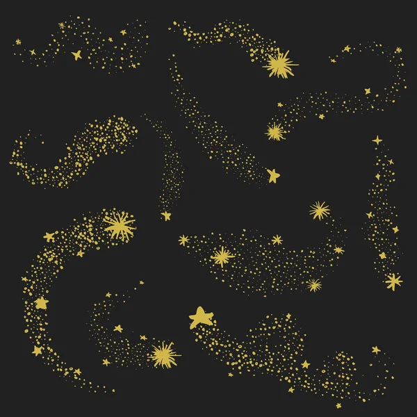 金闪闪发光空间星的集合 — 图库矢量图片