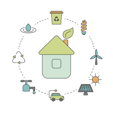 Ekoloji illüstrasyon Eko simgeleri ile