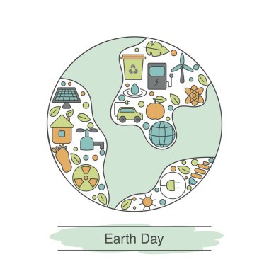 Ekoloji illüstrasyon Eko simgeleri ile