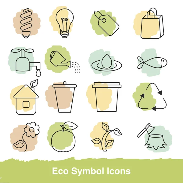 Conjunto de iconos de línea ecológica — Vector de stock
