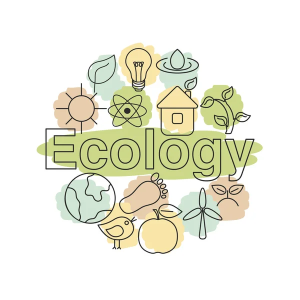 Ecology illustration with eco icons — Stock Vector