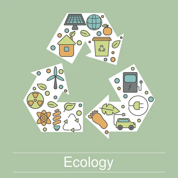 Ilustración ecológica con iconos ecológicos — Vector de stock