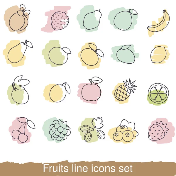Набор иконок фруктов и ягод — стоковый вектор