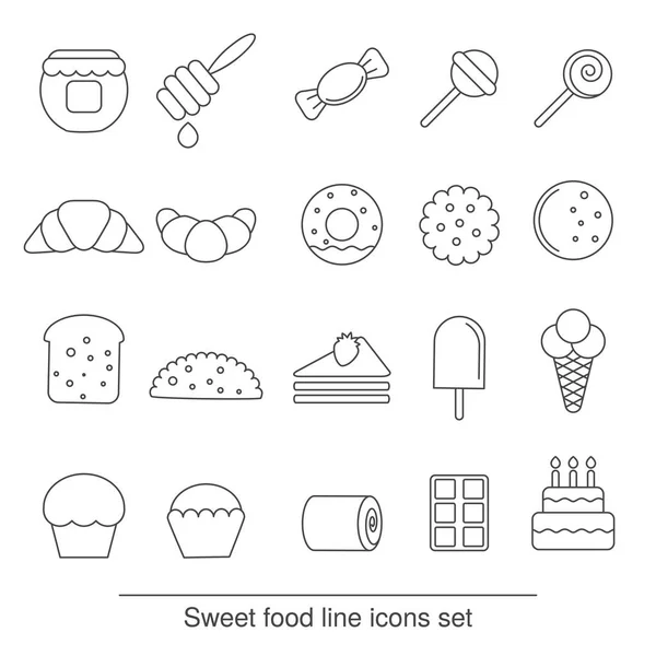 Sobremesa e doce conjunto de ícones — Vetor de Stock