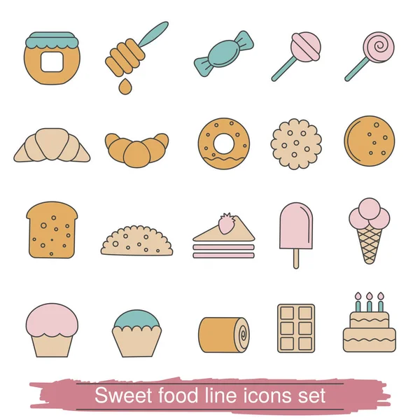 Sobremesa e doce conjunto de ícones —  Vetores de Stock