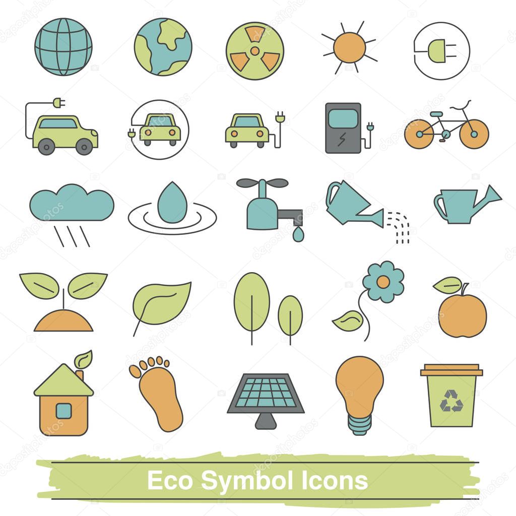 Set of eco line icons