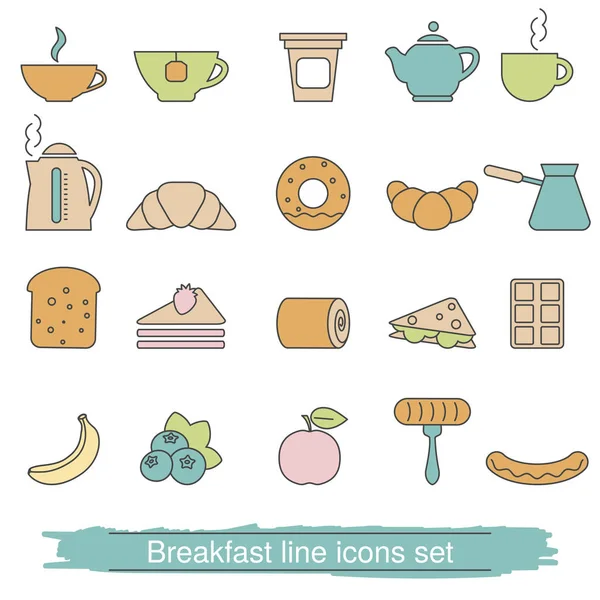 Ontbijt pictogrammen ingesteld — Stockvector