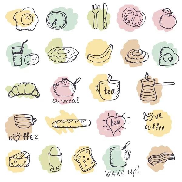 Iconos alimentos para el desayuno — Archivo Imágenes Vectoriales