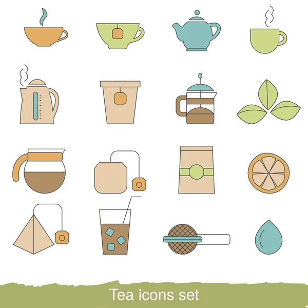 Conjunto de iconos de té — Archivo Imágenes Vectoriales