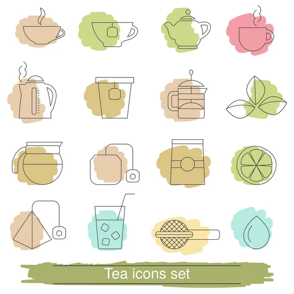 Conjunto de iconos de té — Archivo Imágenes Vectoriales