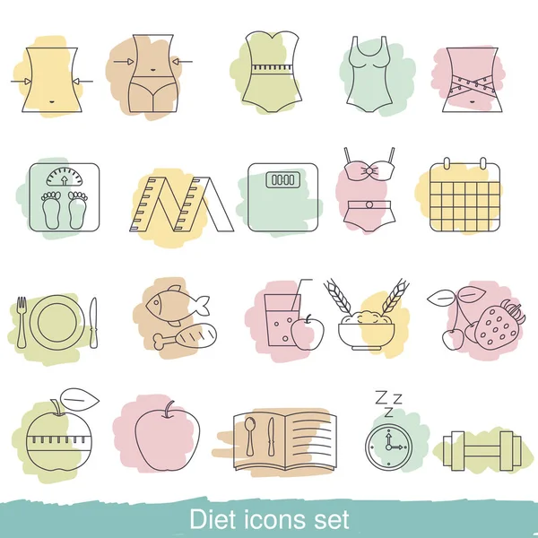 Set di icone della dieta — Vettoriale Stock