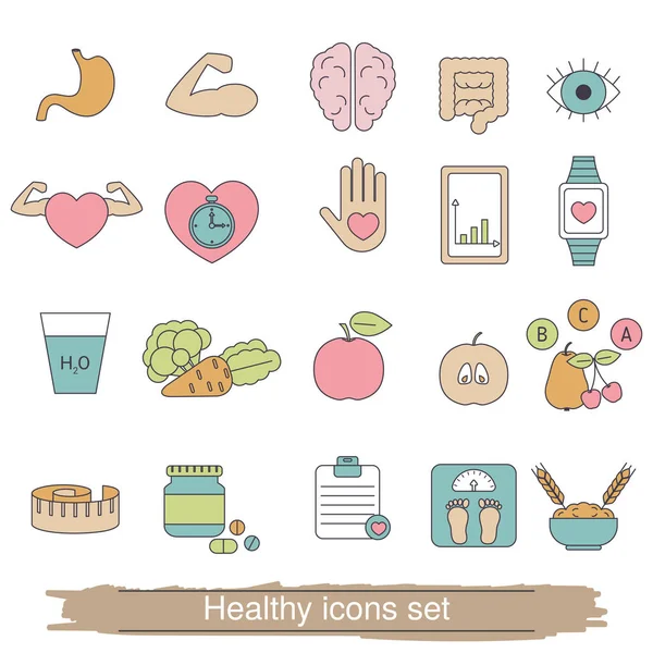 Healthy lifestyle icons set — Stock Vector