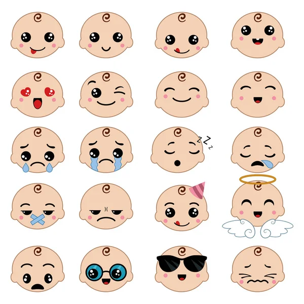 Conjunto de emoticonos lindo — Archivo Imágenes Vectoriales