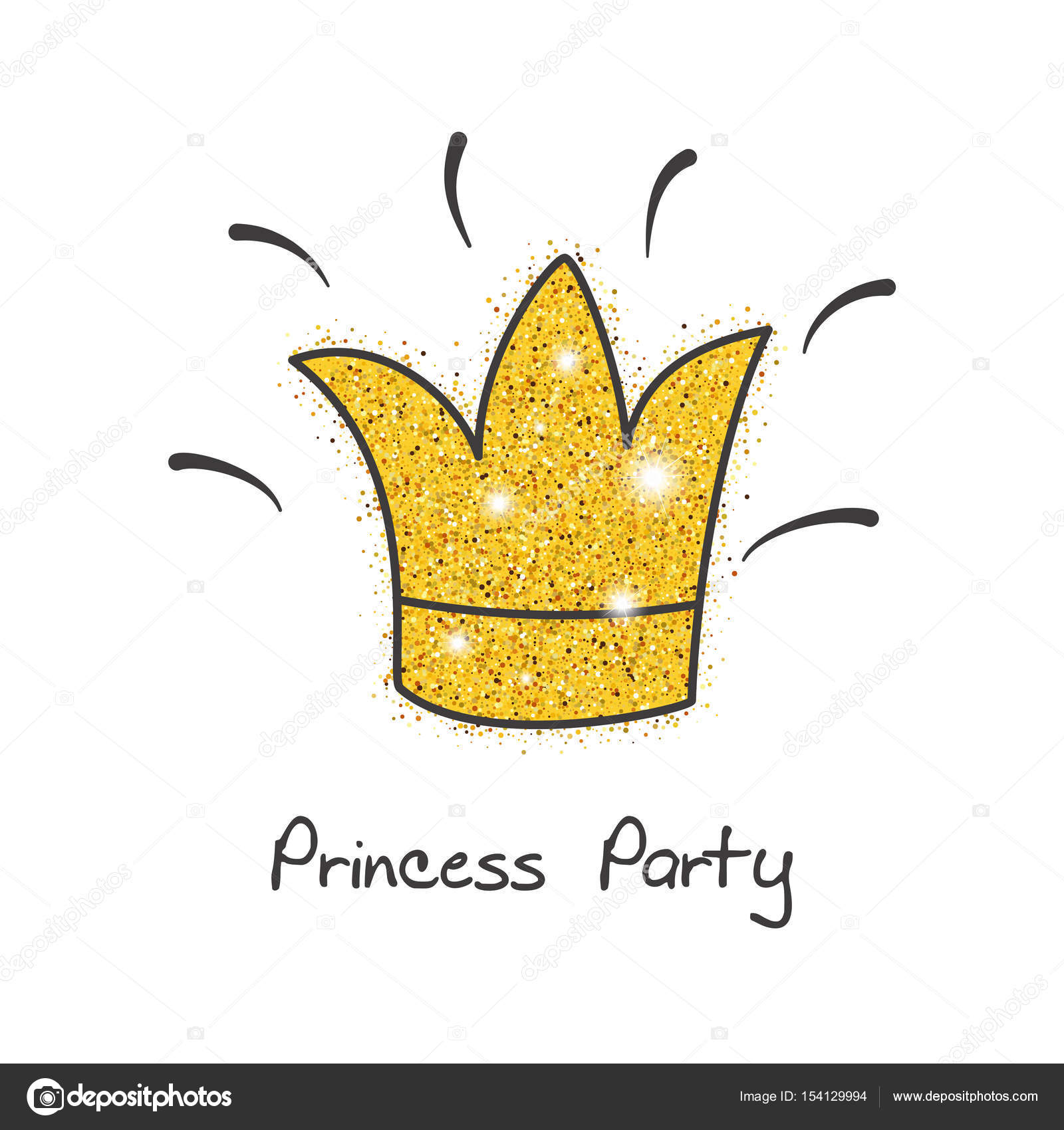 Guld princess party inredning — stock vektor © ninamunha #154129994