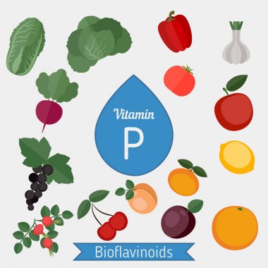 Vitamin P veya Bioflavonoids Infographic