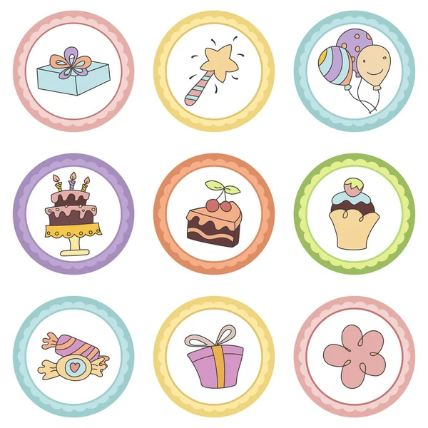 Set of tags with birthday theme. — Stock Vector