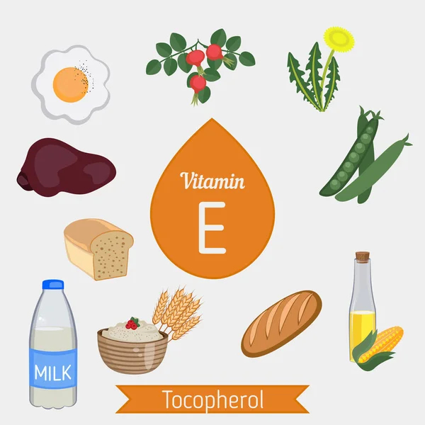 Infografic Vitamina E sau Tocoferol — Vector de stoc