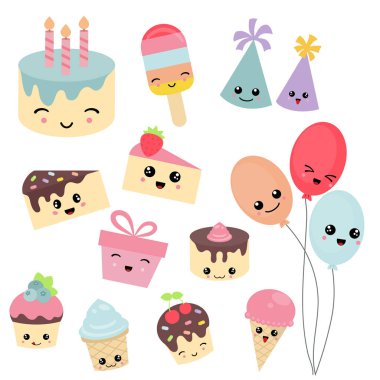 Mutlu doğum günü Icons set