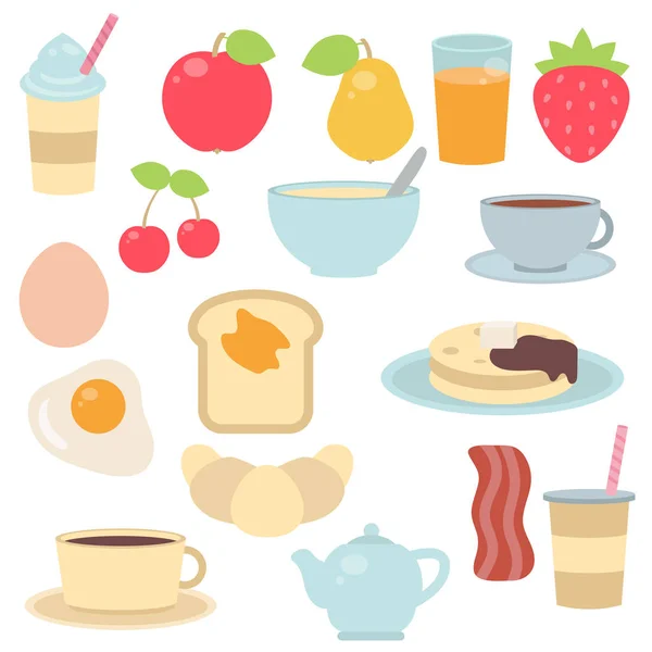 Breakfast food and beverages. — Stock Vector