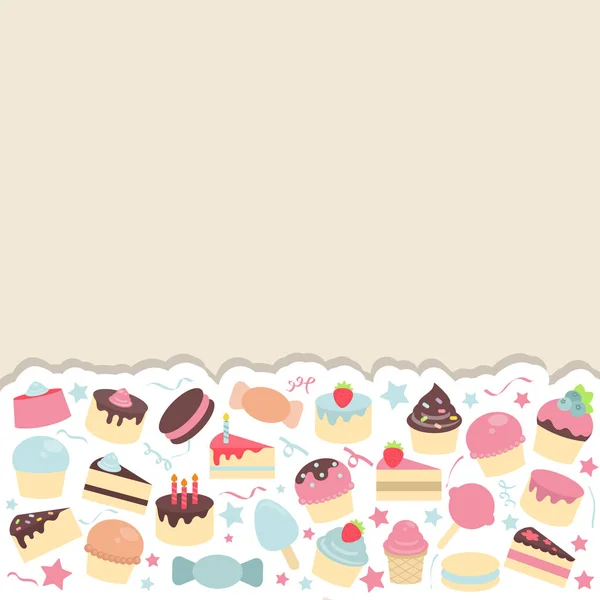 Background with cute cakes. — Stock Vector