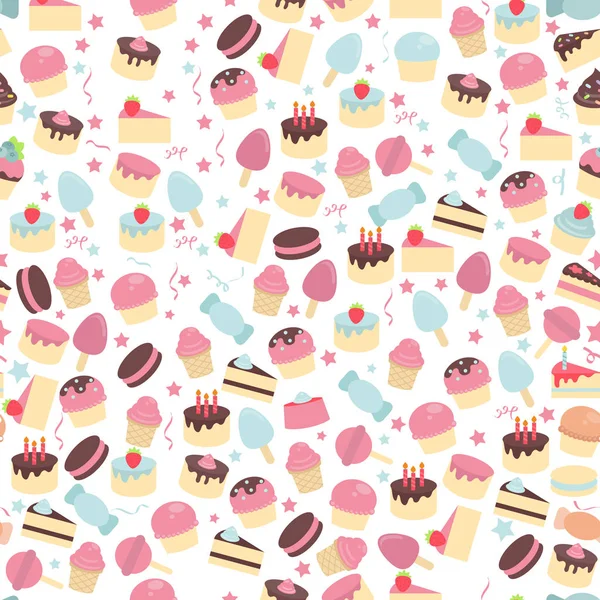 Seamless pattern with cute cakes. — Stock Vector