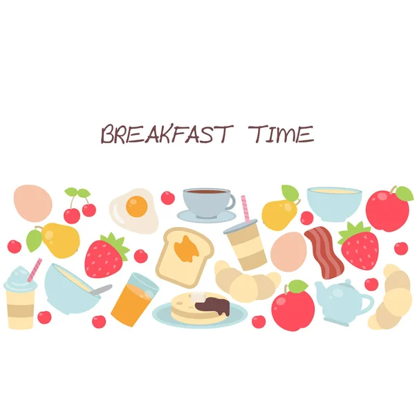 Antecedentes con alimentos y bebidas para el desayuno . — Archivo Imágenes Vectoriales