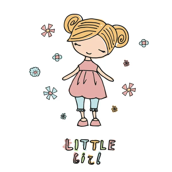 Cartoon little girl. — Stock Vector