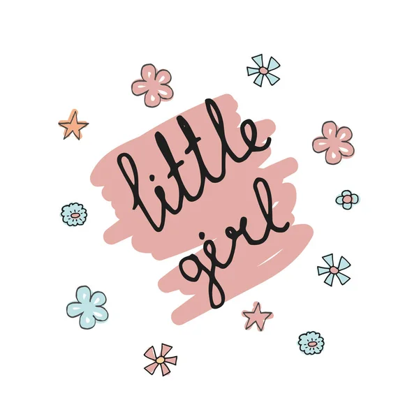 Pequeña tipografía niña ilustración . — Vector de stock