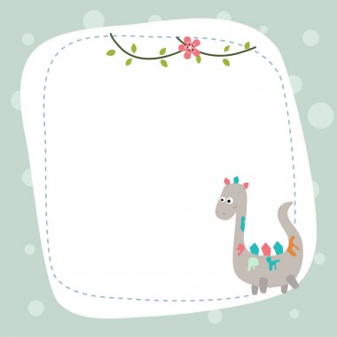 Çizgi film dinozor ile tebrik kartı.