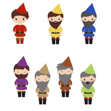 Karikatür mutlu cüce kümesi.
