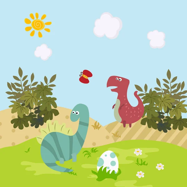 Drôles de dinosaures de dessin animé — Image vectorielle