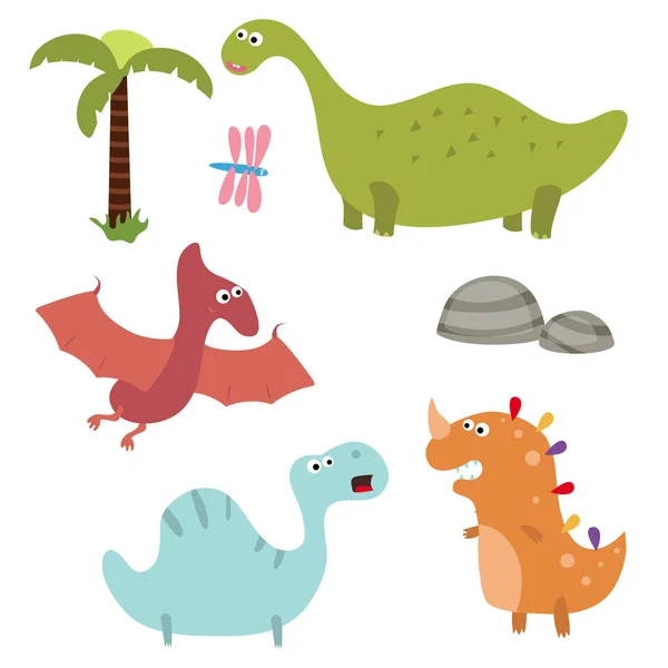 Dinosauri dei cartoni animati divertenti — Vettoriale Stock