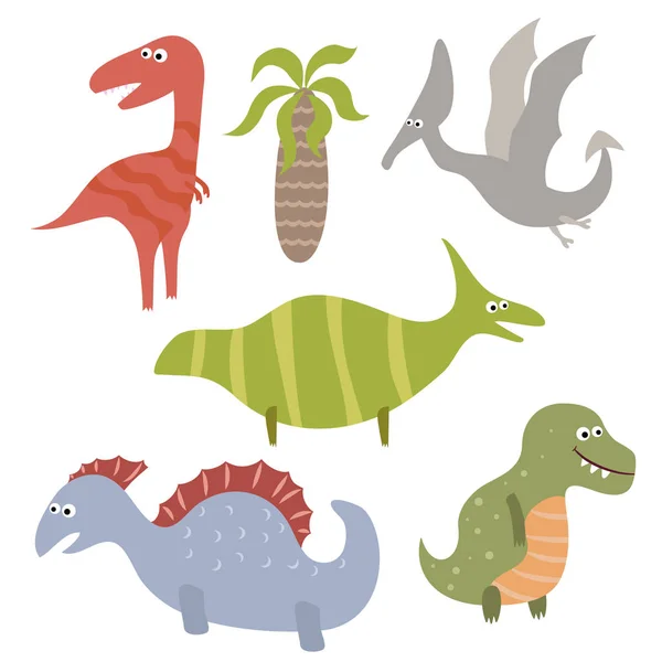 Dinosaurios de dibujos animados divertidos — Vector de stock