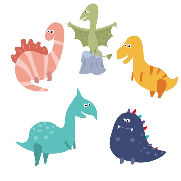 Dinosaurios de dibujos animados divertidos — Vector de stock