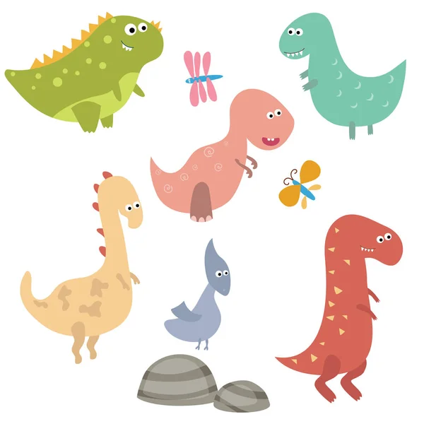 Dinosaurios de dibujos animados divertidos — Vector de stock