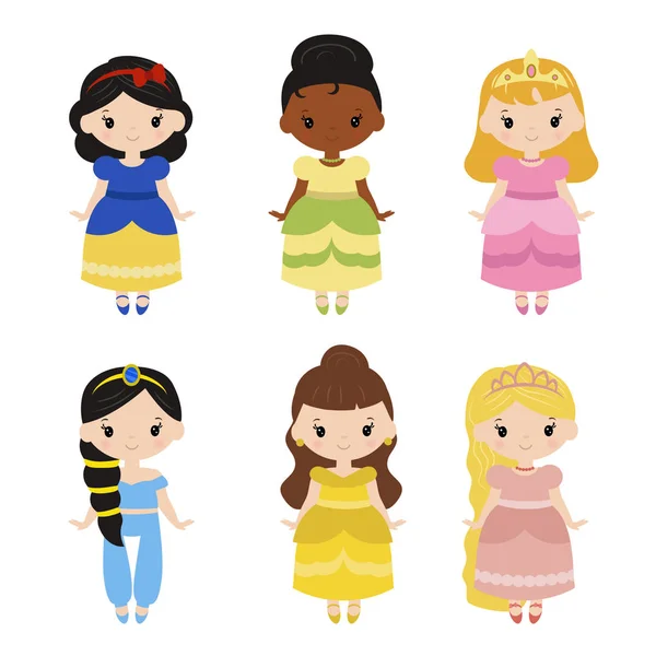 Collection of beautiful princesses — Stock Vector