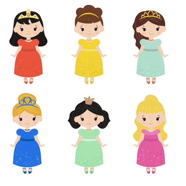 Verzameling van mooie prinsessen — Stockvector