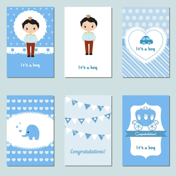 かわいい赤ちゃんの少年カードのコレクション — ストックベクタ