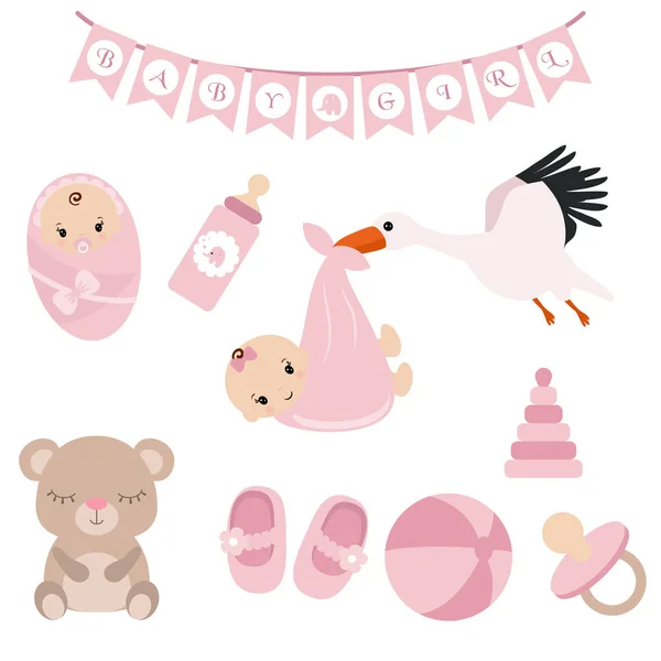 Newborn baby icons set — Stock Vector