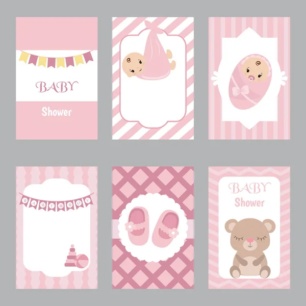 Coleção de bonito Baby Girl Card —  Vetores de Stock