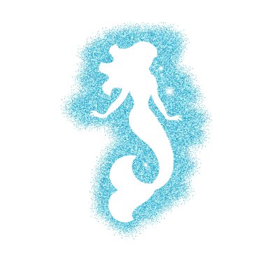 Deniz kızı ile toz pırıltılar silüeti