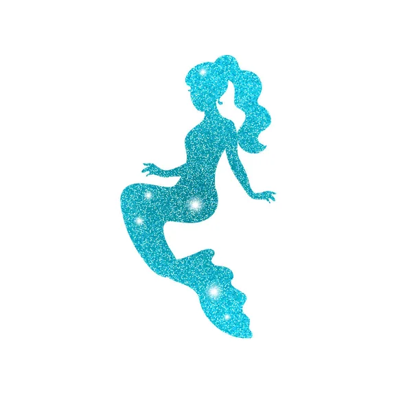 Silhouette einer Meerjungfrau mit Staubglitzern — Stockvektor