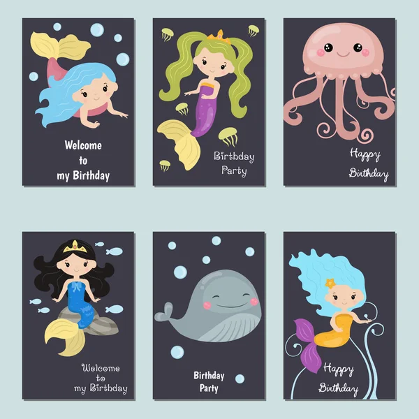 Collection of cute Birthday cards. Royalty Free Stock Illustrations