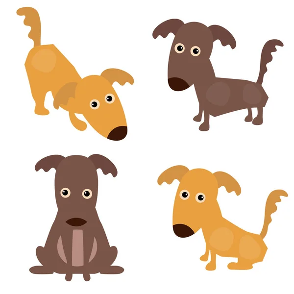 Set of cute dogs — Stock Vector