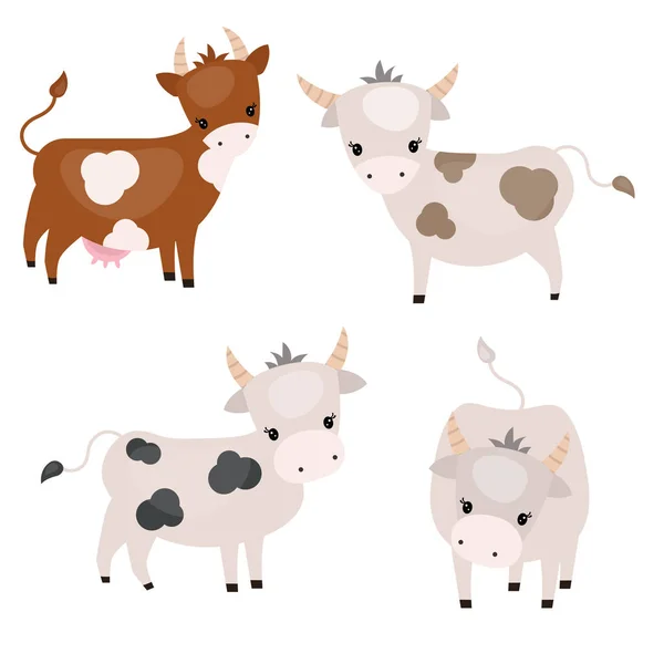 Conjunto de vacas lindas — Vector de stock