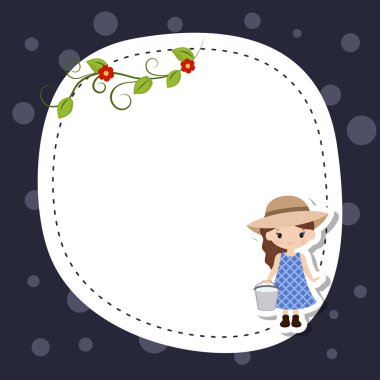 Sevimli çiftçi kız ile tebrik kartı.